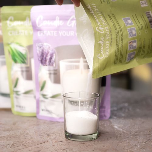 Prodotto Granuli di cera bianca per candele con stoppino 400 g