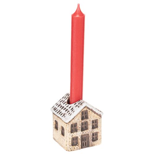 Portacandele in ceramica, casetta decorativa con neve per decorazione da tavola, 7 cm, 2 pezzi | Floristik24.it