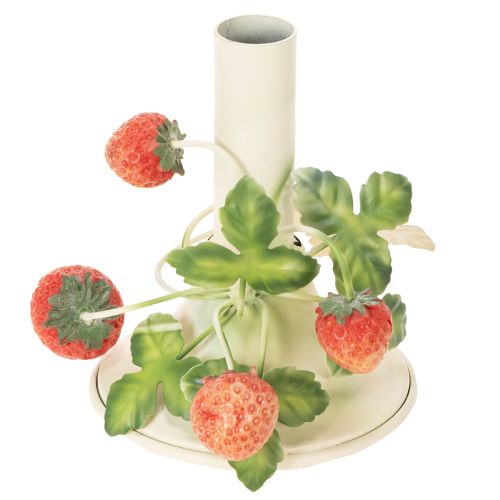 Floristik24 Portacandele in metallo con decorazione a fragola, color crema estivo, H13cm