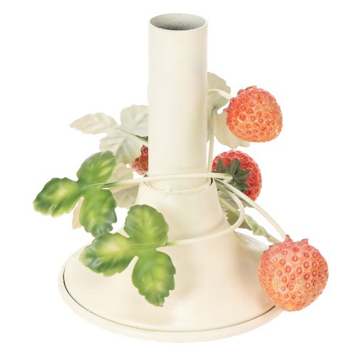Prodotto Portacandele in metallo con decorazione a fragola, color crema estivo, H13cm