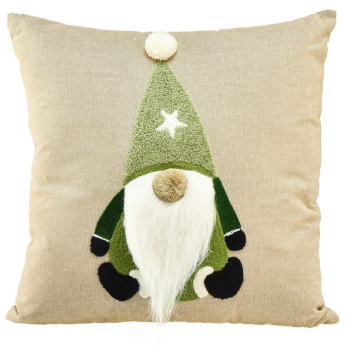 Floristik24 Cuscino arredo con gnomo cuscino arredo verde beige 40×40cm