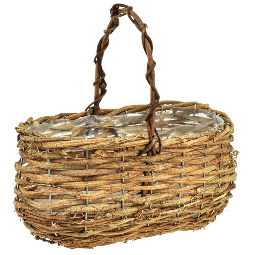 Cesto per piantare con manico di vite naturale 25x14,5x24,5 cm
