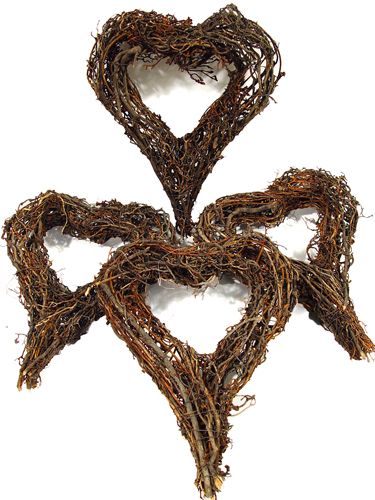 Floristik24 Ghirlanda di rami a forma di cuore 20x25 cm 4 pezzi naturale