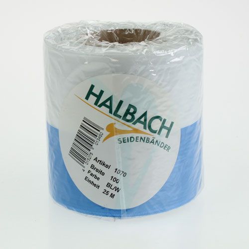 Prodotto Nastri per ghirlande Moiré blu-bianco 100 mm