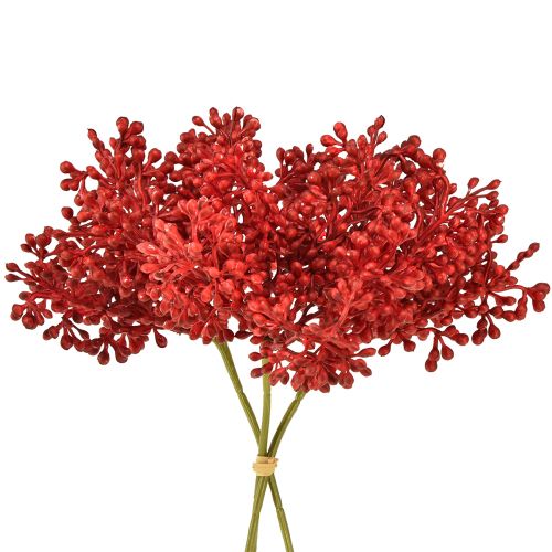Floristik24 Decorazione rossa con bacche artificiali per corona dell'Avvento 32 cm, 3 pezzi per mazzo