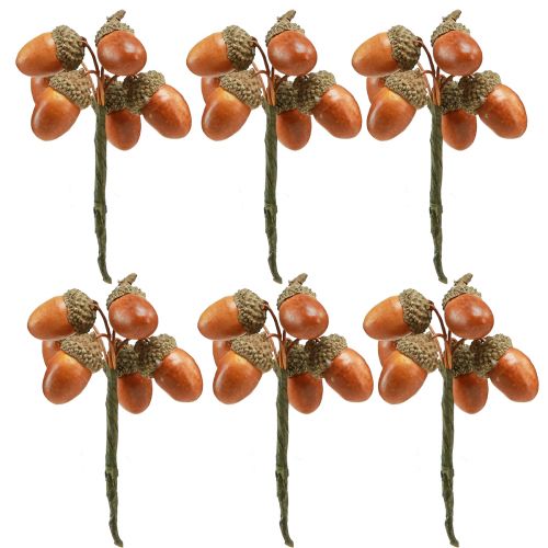 Floristik24 Ghiande artificiali su filo decorazione per ghirlanda autunnale 3 cm 6 pz