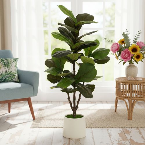 Ficus lyrata artificiale, 120 cm, decorativo per soggiorno | Floristik24.it