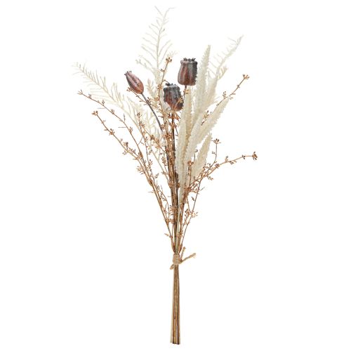Prodotto Decorazione con capsule di papavero, fiori secchi, felce artificiale color crema, 63 cm