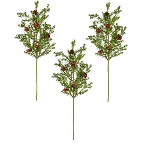 Prodotto Rami di conifere artificiali - rami di pino con coni verdi 48 cm 3 pezzi