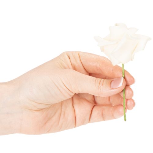 Rosa artificiale color crema, fiore con stelo di 10 cm, 100 pezzi | Floristik24.it