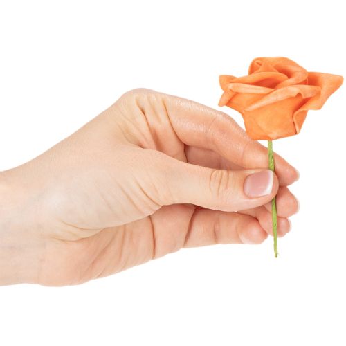Rosa artificiale arancione, fiore singolo da 5 cm, 100 pezzi | Floristik24.it