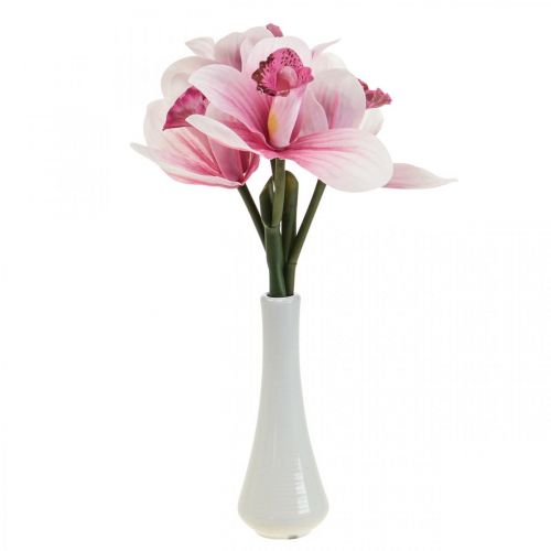 Orchidee artificiali fiori artificiali in vaso bianco/rosa 28cm