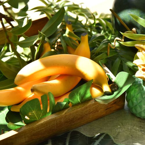 Decorazione artificiale di banana gialla, frutto artificiale come quello vero, 18 cm