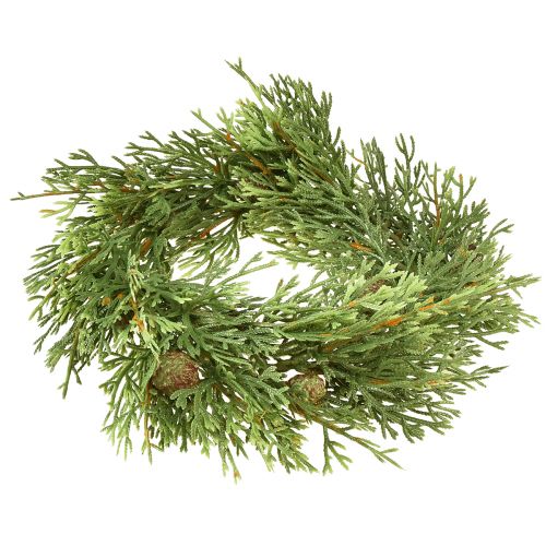 Prodotto Piccola ghirlanda di abete verde con coni artificiali Ø24cm