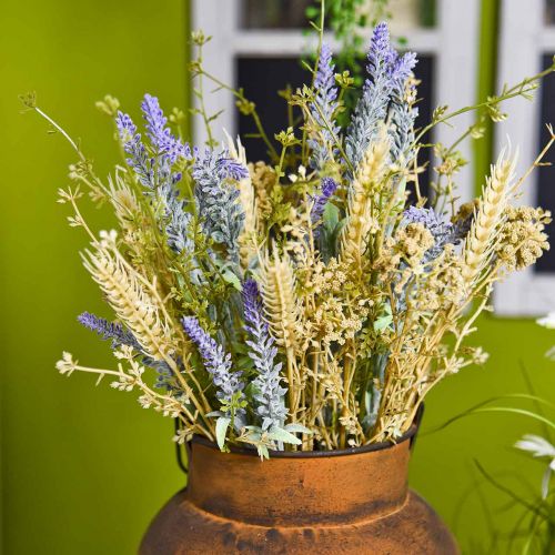 Floristik24 Mazzo di lavanda artificiale, fiori di seta, bouquet di lavanda di campo con spighe di grano e olmaria