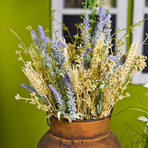 Prodotto Mazzo di lavanda artificiale, fiori di seta, bouquet di lavanda di campo con spighe di grano e olmaria