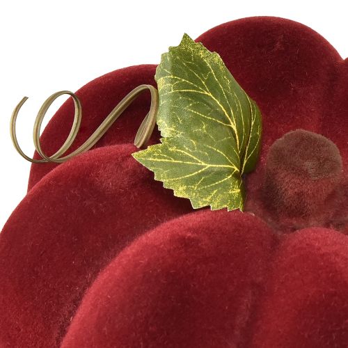 Prodotto Decorazione di zucca zucca floccata rosso bordeaux aspetto vellutato 20 cm 2 pezzi