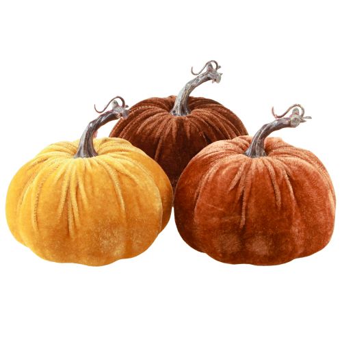 Prodotto Decorazione di zucca per l&#39;autunno in giallo marrone Ø13 cm 3 pz