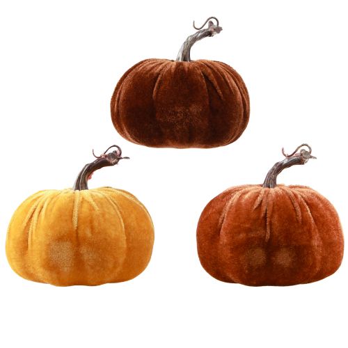 Prodotto Decorazione di zucca per l&#39;autunno in giallo marrone Ø13 cm 3 pz