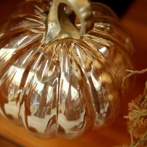 Prodotto Decorazione zucca in vetro decorazione da tavolo zucca in vetro arancione Ø14cm H18cm