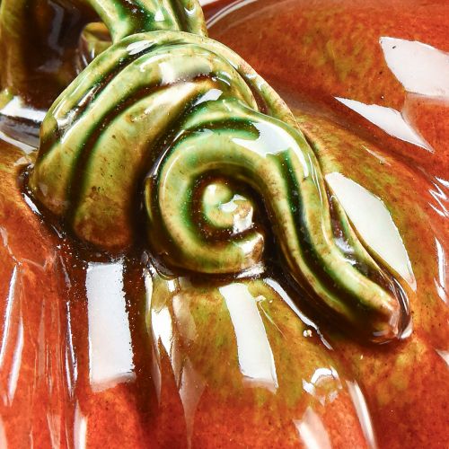Floristik24 Zucca in ceramica lucida di colore rosso-arancio brillante con gambo verde - 21,5 cm - decorazione autunnale ideale