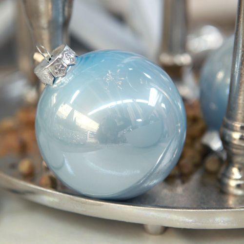 Prodotto Set di palline in blu/argento – opaco e lucido, decorazione in vetro per fiori invernali 7,5 cm 12 pezzi