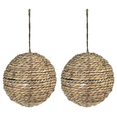 Prodotto Decorazione a sfera in paglia da appendere grigio lavato Ø20cm 2pz