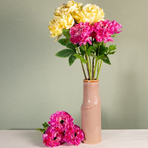 Prodotto Peonia artificiale con grande fiore per un design d'interni floreale senza tempo, 60 cm, 3 pezzi