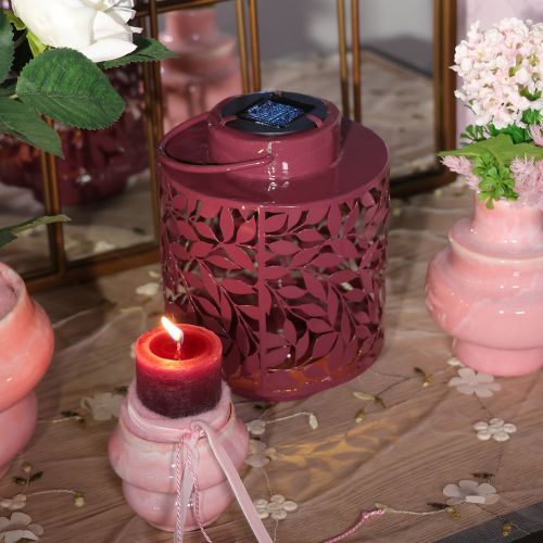 Prodotto Lanterna con motivo a foglie, alimentata ad energia solare, per un'illuminazione esterna suggestiva, 25 cm