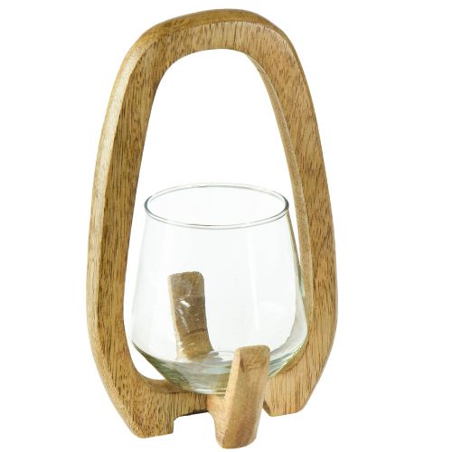 Floristik24 Lanterna in legno lanterna in vetro decorazione soggiorno Ø12cm H20cm