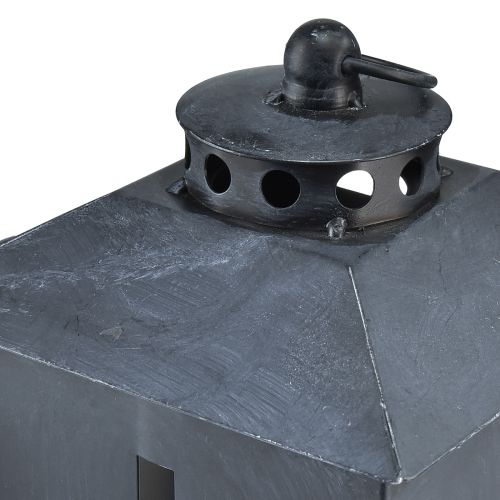Prodotto Lanterna per tomba con luce a croce e finestra in metallo grigio antico 13 x 27 cm