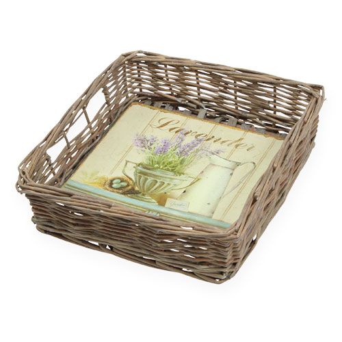 Cesto in vimini con motivo lavanda 20cm