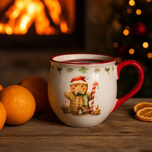 Prodotto Tazza in ceramica a forma di omino di pan di zenzero, tazza natalizia H9,5cm