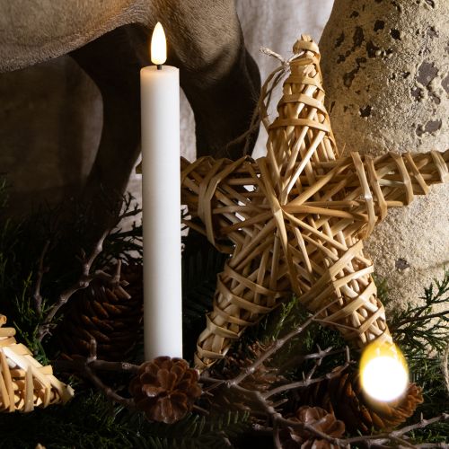 Prodotto Candele LED bianche coniche in cera bianco caldo 24,5 cm 2 pezzi