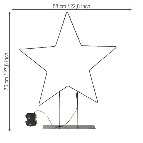 Prodotto Stella LED in piedi 150 Micro LED bianco caldo metallo Ø58cm