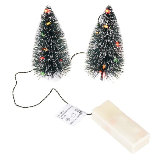 Prodotto Mini albero di Natale artificiale a LED per batteria 16 cm 2 pezzi