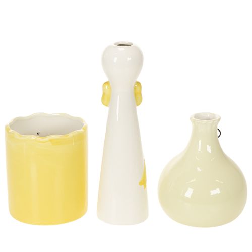 Set 3 Figure in Ceramica Anatre con Occhiali, 25 cm, Giallo e Bianco | Floristik24.it