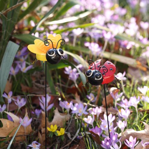 Prodotto Coccinella e ape con bastone decorazione da giardino in metallo 46 cm 2 pezzi