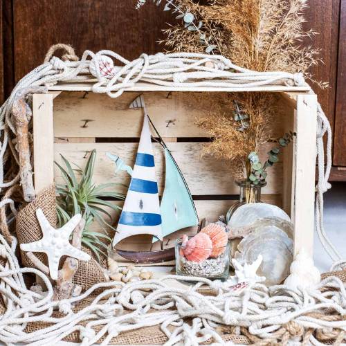 Floristik24 Rete da pesca per decorazione marittima con conchiglie naturali 400 × 150 cm
