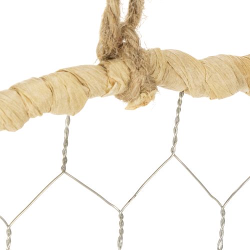 Prodotto Anello decorativo in metallo stile boho, argento, Ø28cm con rafia naturale, set da 4 - decorazione da appendere, decorazione da parete