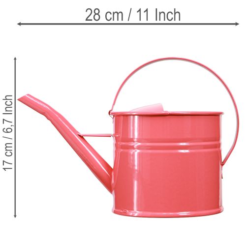 Annaffiatoio decorativo in metallo, vaso di fiori rosa, 1,25 l, per interni/esterni, balcone | Floristik24.it