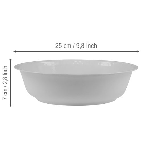 Ciotola in metallo, bianca, effetto smalto, Ø25cm, H7cm | Floristik24.it
