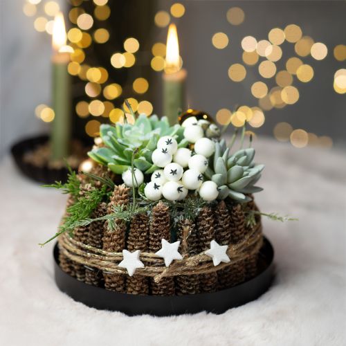 Floristik24 Vassoio in metallo portacandele rotondo nero Ø20cm H2,5cm 2 pezzi