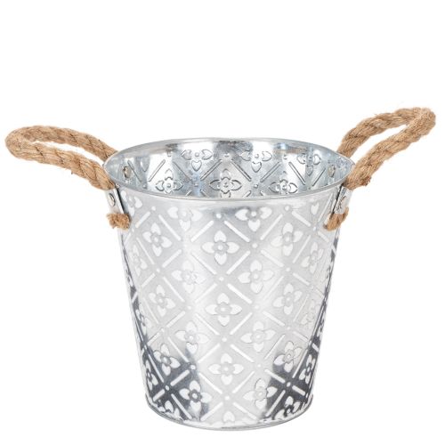 Vaso da fiori in metallo con manici, fioriera con motivo floreale Ø18cm acquistare | Floristik24.it