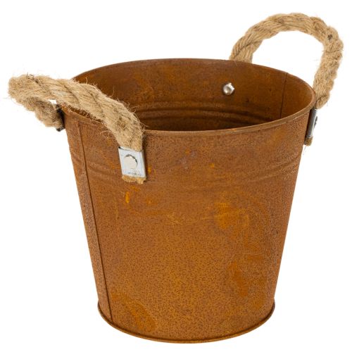 Vaso in metallo con manici, porta erbe aromatiche, decorazione effetto ruggine Ø16,5cm H15cm acquistare | Floristik24.it