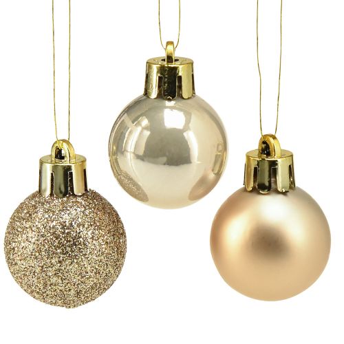 Floristik24 Mini palline per albero di Natale Perla Plastica dorata Ø3cm 14 pz