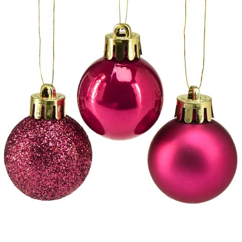 Floristik24 Mini palline per albero di Natale rosa infrangibili Ø3cm H3,5cm 14 pz