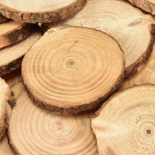 Prodotto Mini dischi di legno decorativi per alberi naturali Ø5-7cm