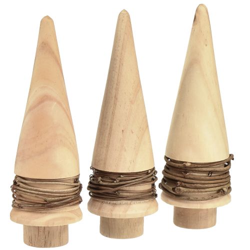 Floristik24 Mini albero di Natale decorazione in legno decorazione da tavola naturale H13,5 cm 3 pezzi