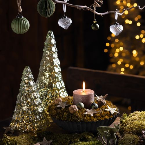 Mini albero di Natale con illuminazione a LED verde oro 28cm